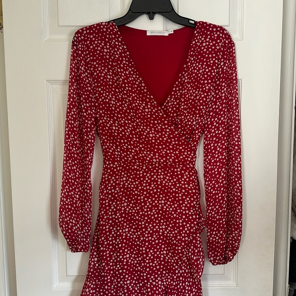 All in Favor Red and white polkadot Dress